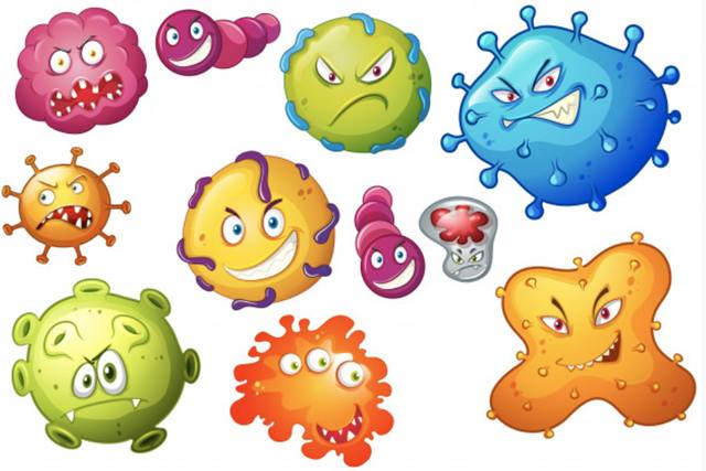 Иллюстрация на тему домашних бактерий с мимикой