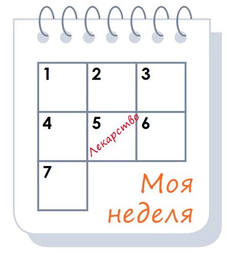 Пример еженедельного календаря для человека с деменцией